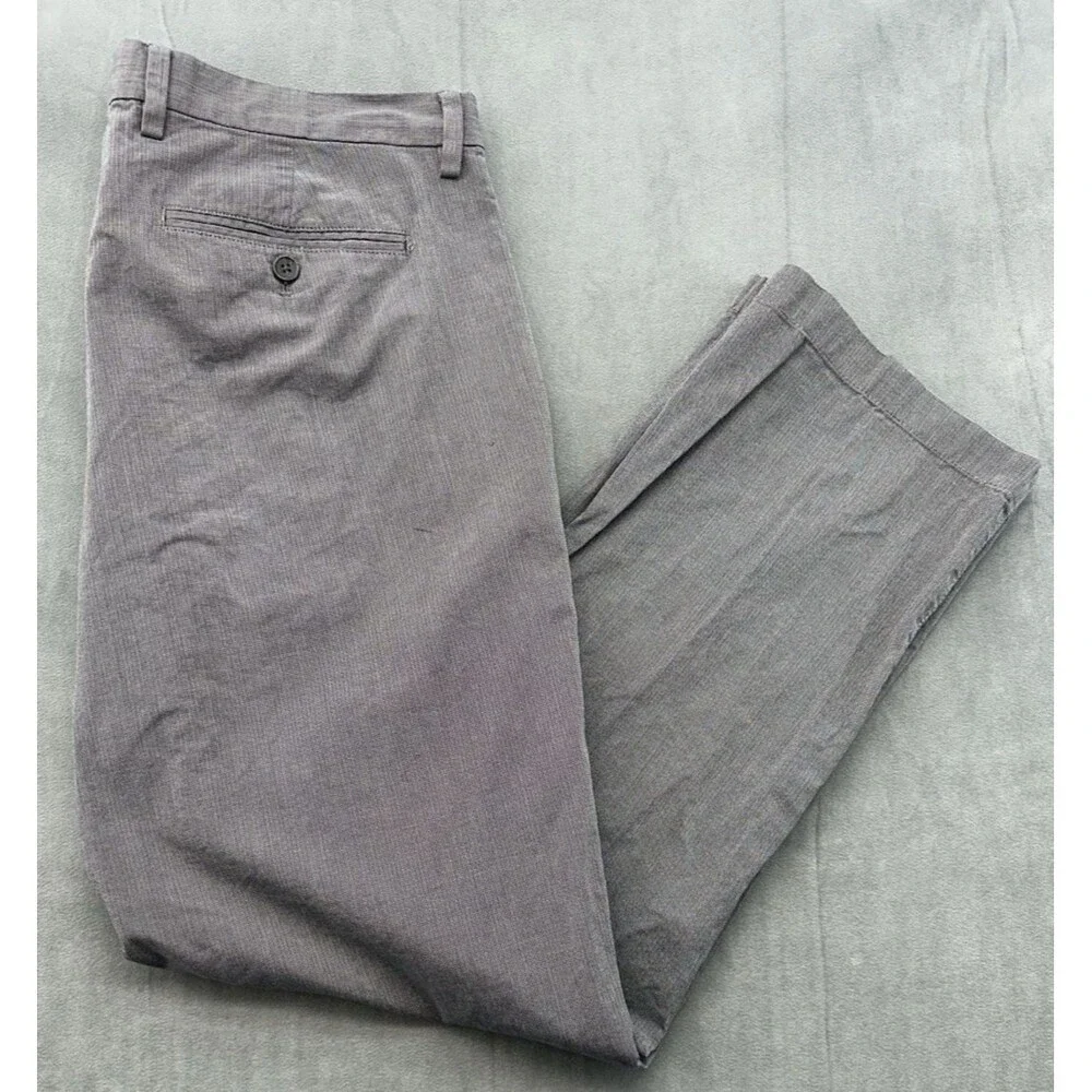 Banana Republic Kentfield Pants Chino Men's 36x30 Gray Herringbone Cotton Casual